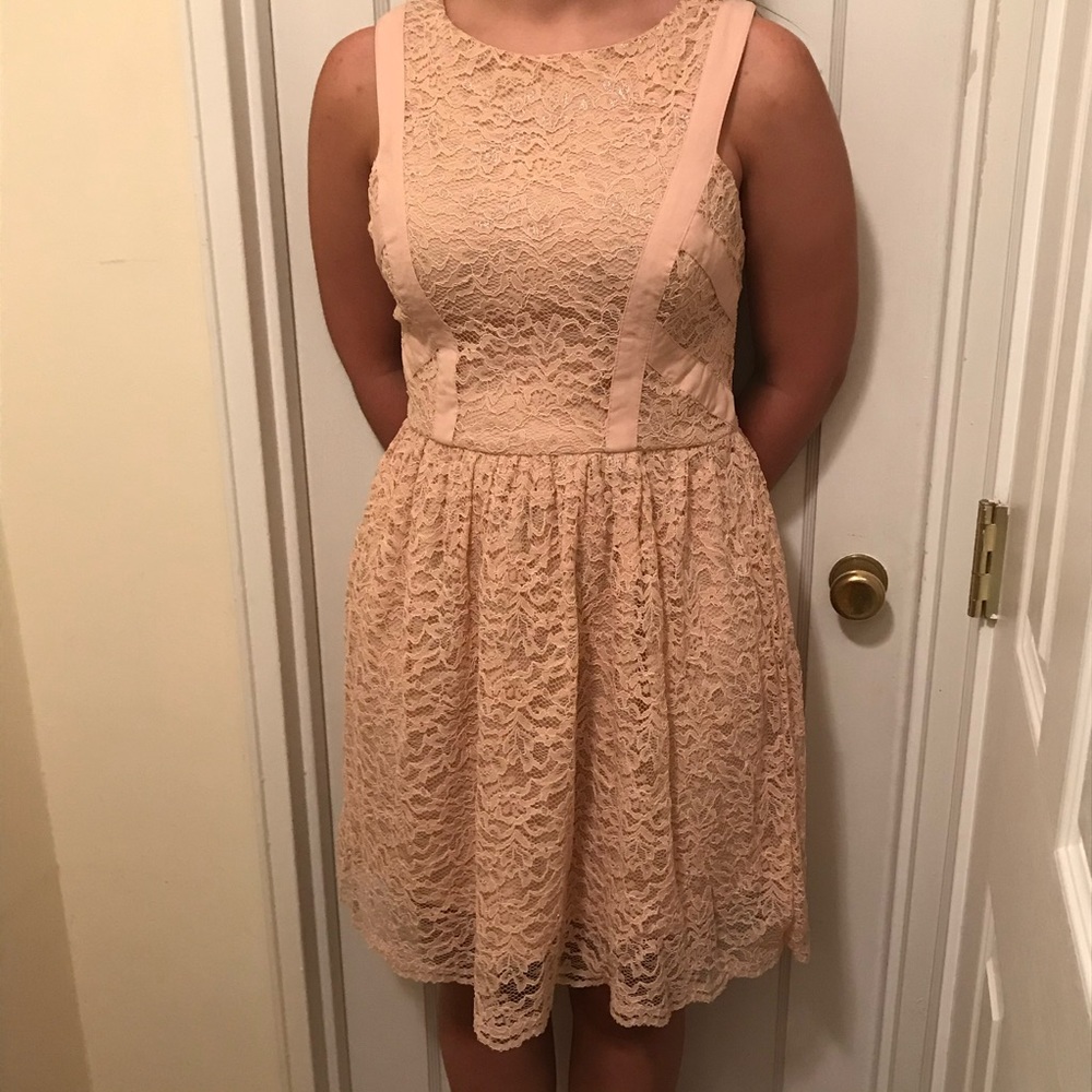 Lacey Peach Party Dress